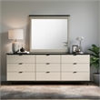 Trex Dresser Mirror- Black Faux Marble Top- 37x40 Beige Reeded Frame