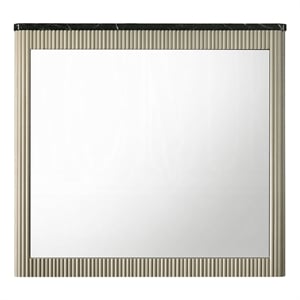 Trex Dresser Mirror- Black Faux Marble Top- 37x40 Beige Reeded Frame