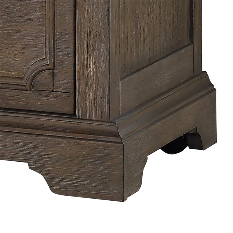 Tola Mobile File Cabinet- 1 Open Shelf and Drawer- Dark Oak Brown 28 Inch