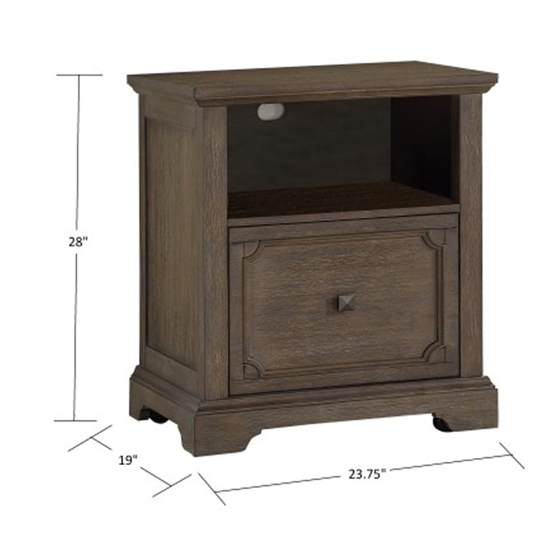 Tola Mobile File Cabinet- 1 Open Shelf and Drawer- Dark Oak Brown 28 Inch