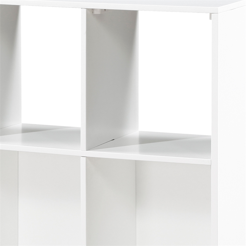 Gare Bookcase-  6 Cubby Shelves- White Wood Frame- Black Base 40 Inch