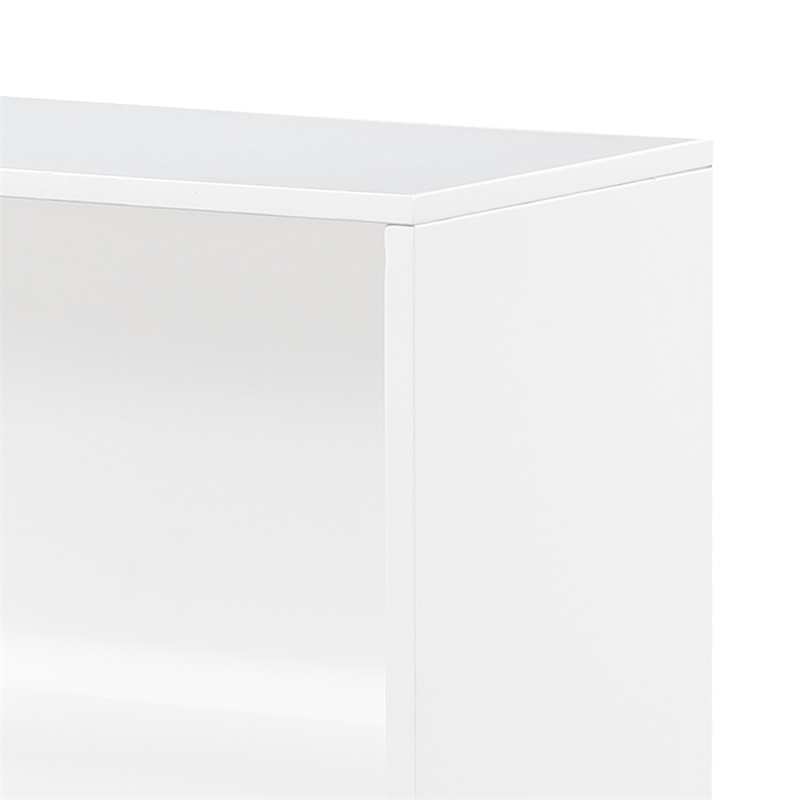 Gare Bookcase  4 Cubby Shelves- White Wood Frame- Black Base 43 Inch