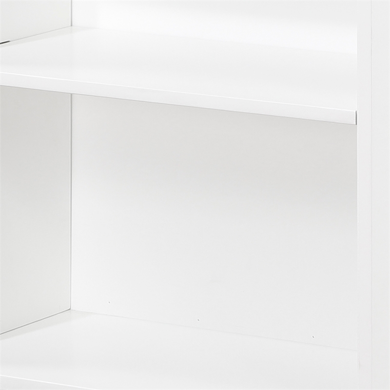 Gare Bookcase  4 Cubby Shelves- White Wood Frame- Black Base 43 Inch