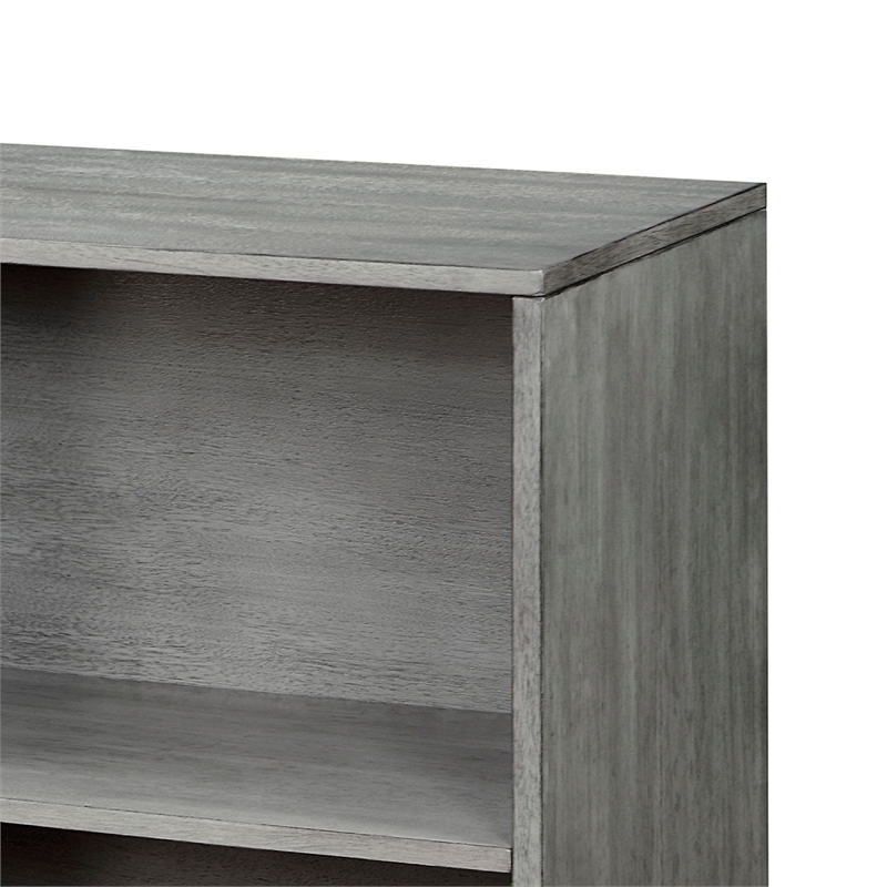 Gare Bookcase  4 Cubby Shelves- Low Profile- Rustic Gray Wood 43 Inch