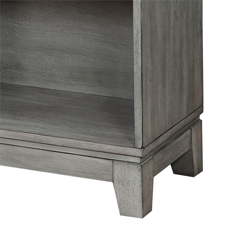 Gare Bookcase  4 Cubby Shelves- Low Profile- Rustic Gray Wood 43 Inch