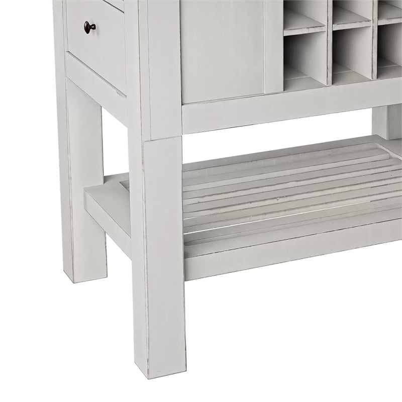 Chavi Counter Table w Leaf- 1 Drawer- Antique White- Gray 60-78 Inch