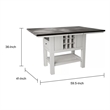 Chavi Counter Table w Leaf- 1 Drawer- Antique White- Gray 60-78 Inch