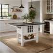 Chavi Counter Table w Leaf- 1 Drawer- Antique White- Gray 60-78 Inch