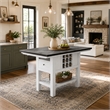 Chavi Counter Table w Leaf- 1 Drawer- Antique White- Gray 60-78 Inch