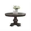 Gemi Dining Table- Chevron Top- Pedestal Base- Oak Brown 54 Inch Round