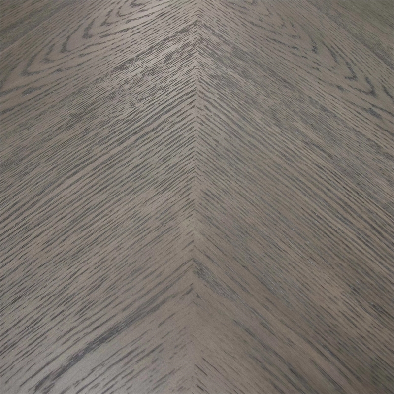 Gemi Dining Table- Chevron Top- Pedestal Base- Oak Brown 54 Inch Round