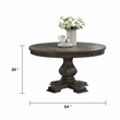 Gemi Dining Table- Chevron Top- Pedestal Base- Oak Brown 54 Inch Round