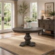 Gemi Dining Table- Chevron Top- Pedestal Base- Oak Brown 54 Inch Round