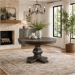 Gemi Dining Table- Chevron Top- Pedestal Base- Oak Brown 54 Inch Round