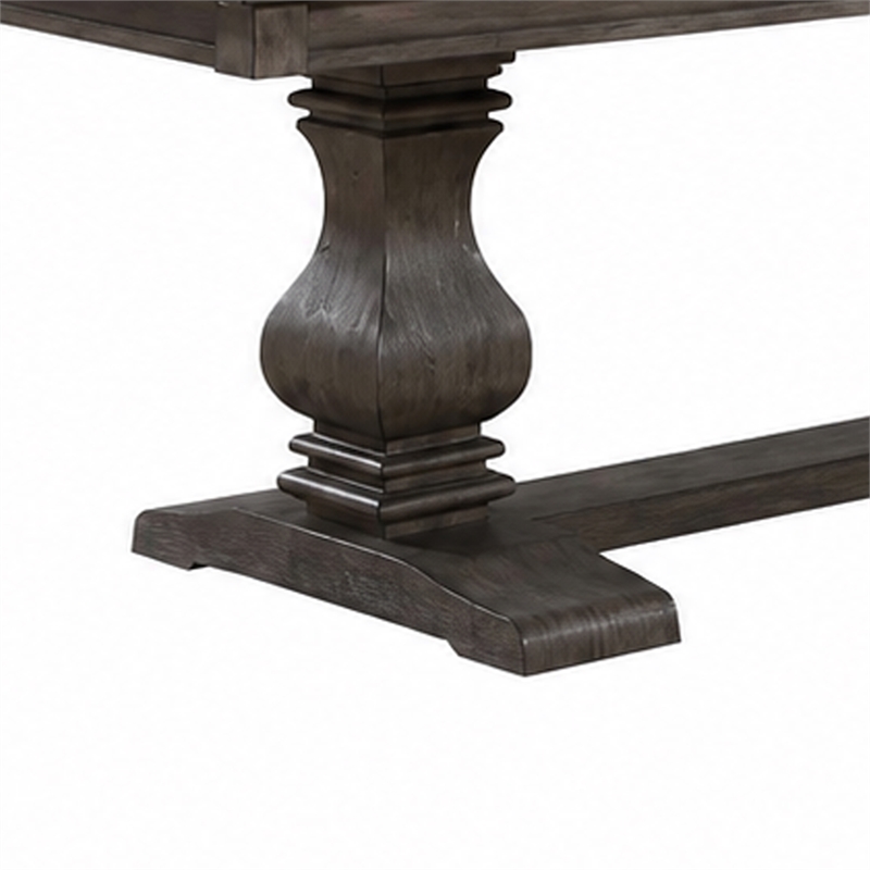 Gemi Dining Table- Chevron Top- Double Pedestal- Oak Brown 76-94 Inch