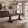 Gemi Dining Table- Chevron Top- Double Pedestal- Oak Brown 76-94 Inch