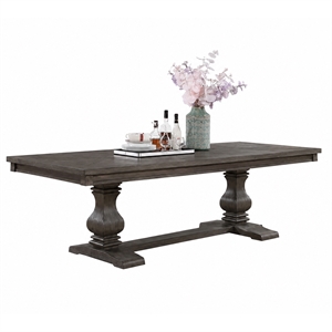 Gemi Dining Table- Chevron Top- Double Pedestal- Oak Brown 76-94 Inch