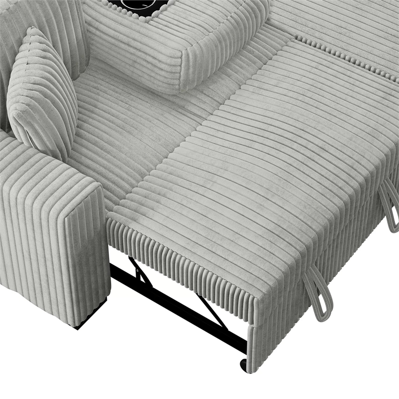 Meso 2pc Convertible Sectional Sofa with Chaise- 2 Pillows- Gray Corduroy