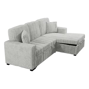 Meso 2pc Convertible Sectional Sofa with Chaise- 2 Pillows- Gray Corduroy