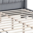 Yuko Full Platform Bed- Nailed Wingback- Gray Velvet Upholstery- Brown