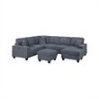 Vini 5pc Sectional Sofa Set- 3 Pillows- USB- Foam Fill Dark Gray Corduroy