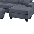 Vini 5pc Sectional Sofa Set- 3 Pillows- USB- Foam Fill Dark Gray Corduroy