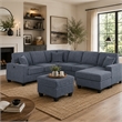 Vini 5pc Sectional Sofa Set- 3 Pillows- USB- Foam Fill Dark Gray Corduroy