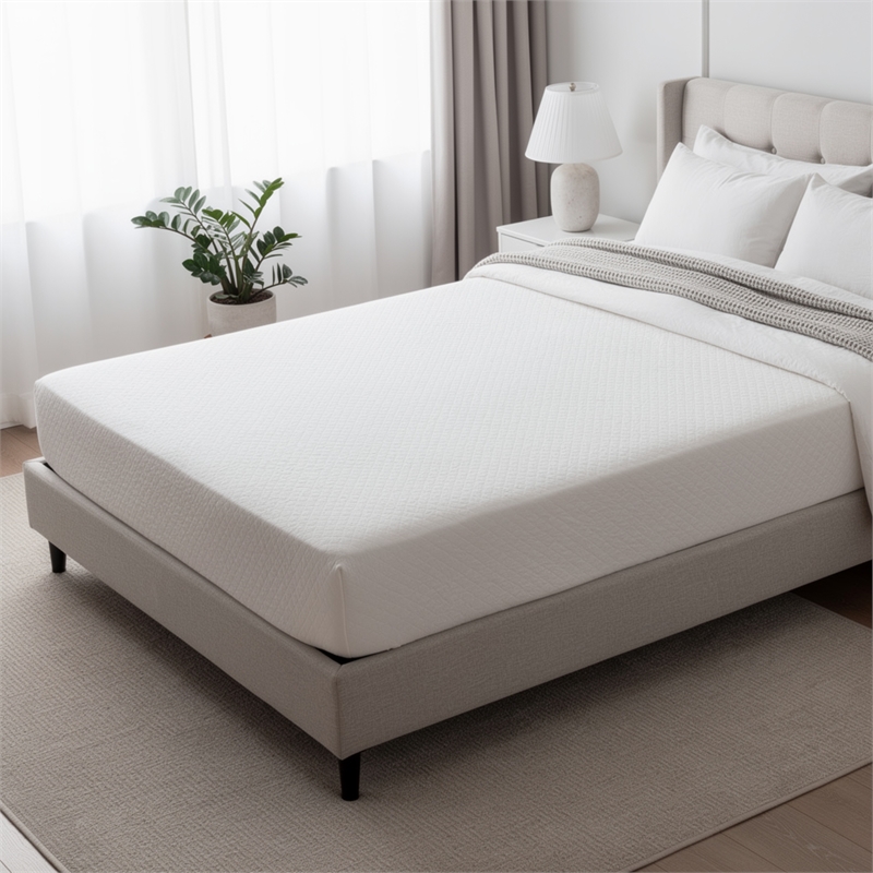 Aysa Full Size Mattress- Memory Foam- White Polyester Cover- 12 Inch