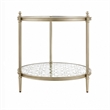 Zora Side End Table- 2 Round Glass Shelves- Champagne Metal 24 Inch