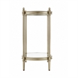 Zora Side End Table- 2 Round Glass Shelves- Champagne Metal 24 Inch