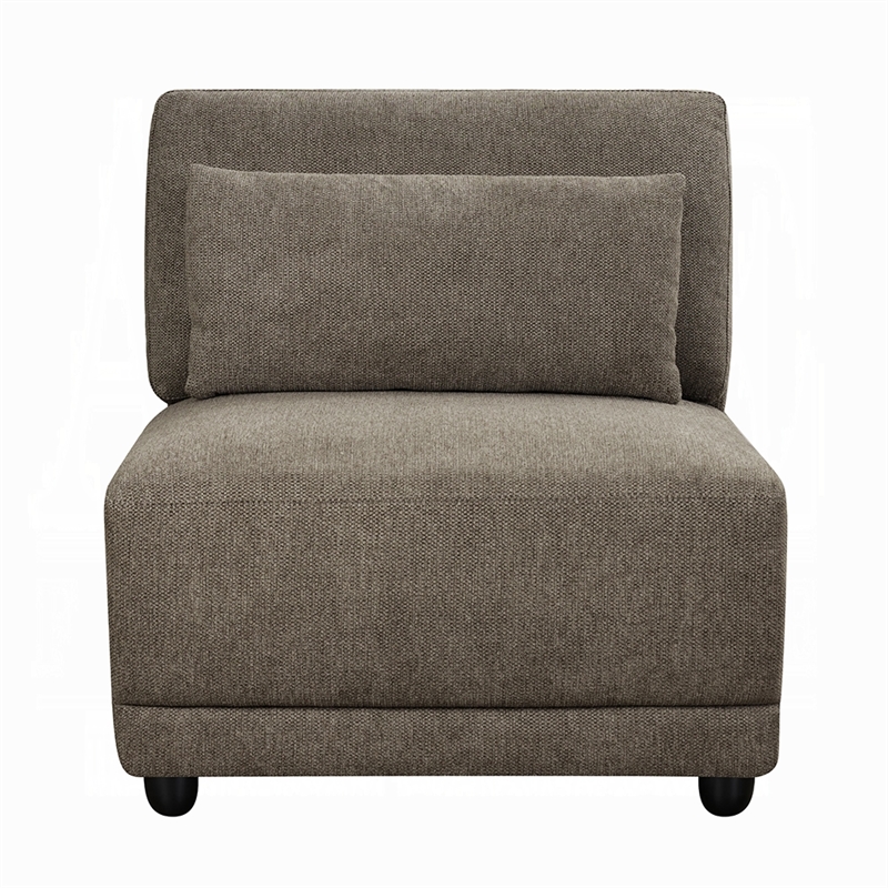 Rily Modular Armless Chair w Lumbar Pillow- Foam Fill Seat- Brown Linen