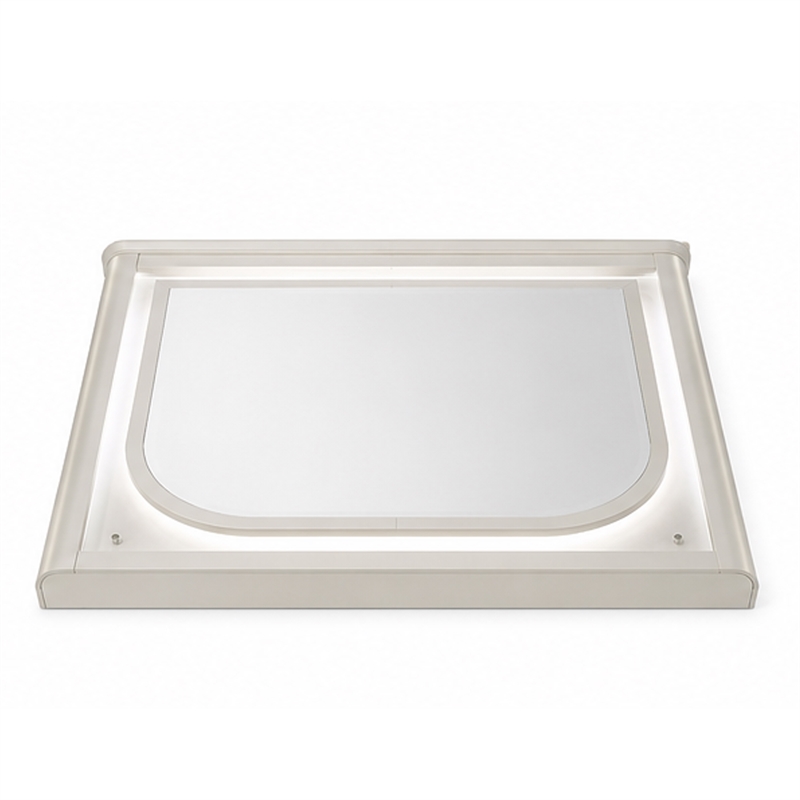 Veda Dresser Mirror w LED- Rectangular Landscape Frame Pearl White 36x45