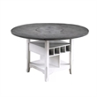Vora Counter Height Storage Table- 4 Leaves- Antique White- Gray 42-60 Inch