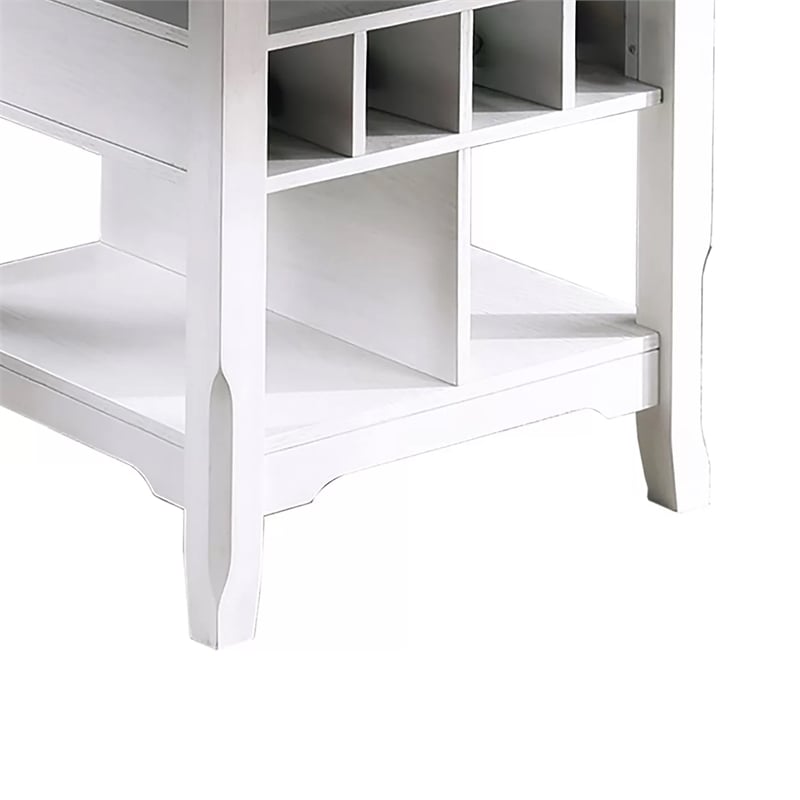 Vora Counter Height Storage Table- 4 Leaves- Antique White- Gray 42-60 Inch
