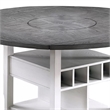 Vora Counter Height Storage Table- 4 Leaves- Antique White- Gray 42-60 Inch