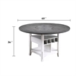 Vora Counter Height Storage Table- 4 Leaves- Antique White- Gray 42-60 Inch