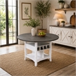 Vora Counter Height Storage Table- 4 Leaves- Antique White- Gray 42-60 Inch