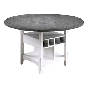 Vora Counter Height Storage Table- 4 Leaves- Antique White- Gray 42-60 Inch