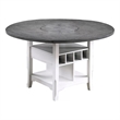 Vora Counter Height Storage Table- 4 Leaves- Antique White- Gray 42-60 Inch