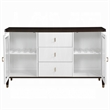 Aren Sideboard Cabinet- 3 Drawers- 2 Glass Doors- White- Brown 62 Inch