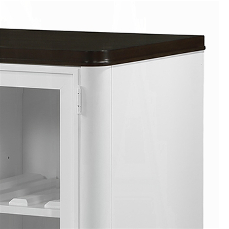 Aren Sideboard Cabinet- 3 Drawers- 2 Glass Doors- White- Brown 62 Inch