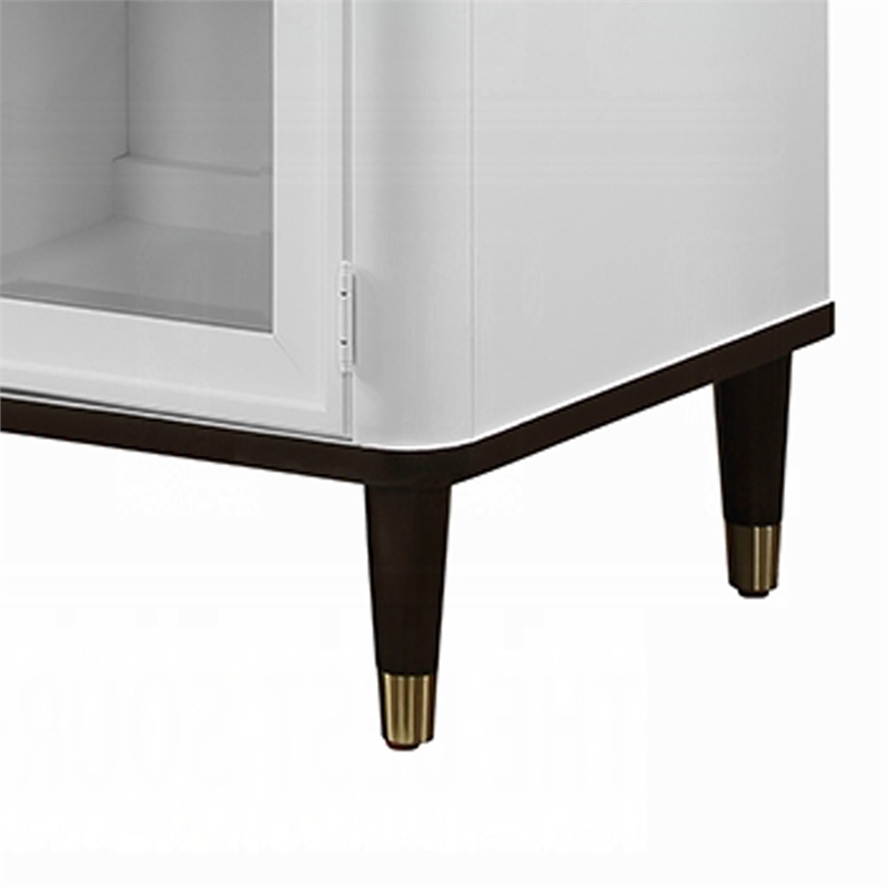 Aren Sideboard Cabinet- 3 Drawers- 2 Glass Doors- White- Brown 62 Inch