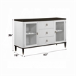 Aren Sideboard Cabinet- 3 Drawers- 2 Glass Doors- White- Brown 62 Inch