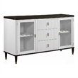 Aren Sideboard Cabinet- 3 Drawers- 2 Glass Doors- White- Brown 62 Inch