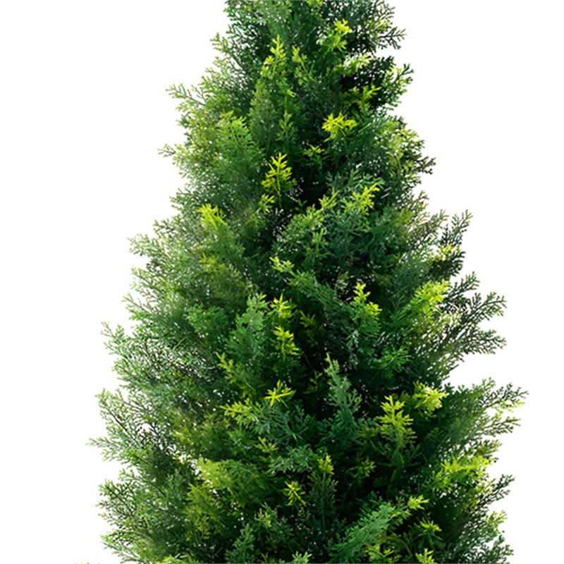 Tahya Cedar Topiary Tree- Set of 2- Iron Frame- Lifelike Poly Silk 48 Inch