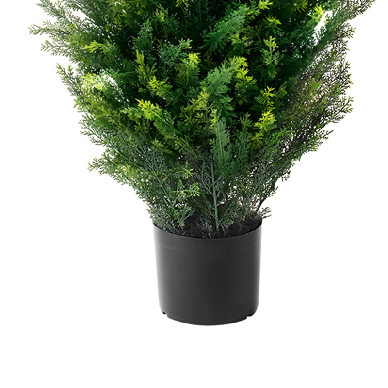 Tahya Cedar Topiary Tree- Set of 2- Iron Frame- Lifelike Poly Silk 48 Inch