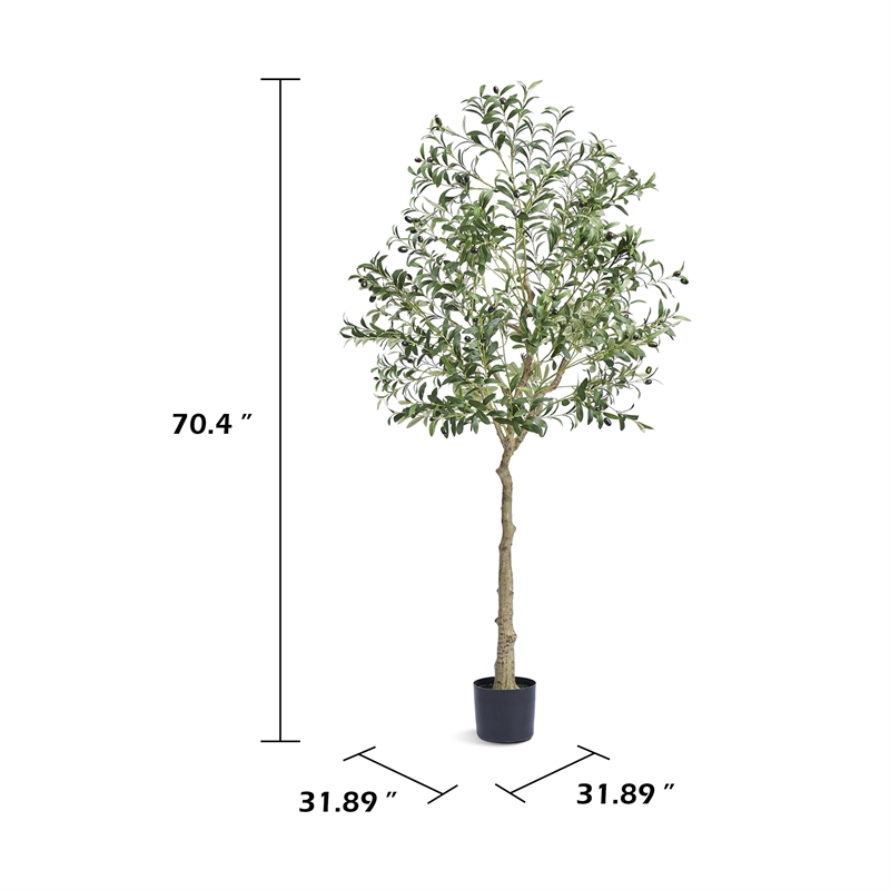 Lucas Olive Tree- Stainless Steel Branches- Lifelike Poly Silk 70 Inch