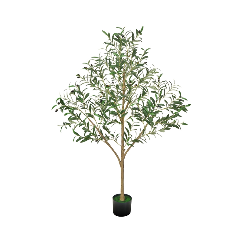 Ezra Artificial Olive Tree with Black Pot- Lifelike Poly Silk 61 Inch