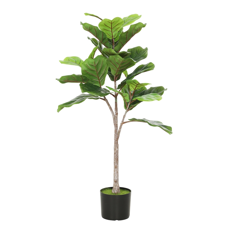 Moona Fiddle Leaf Fig Tree- 28 PEVA Leaves- Lifelike Poly Silk 43 Inch