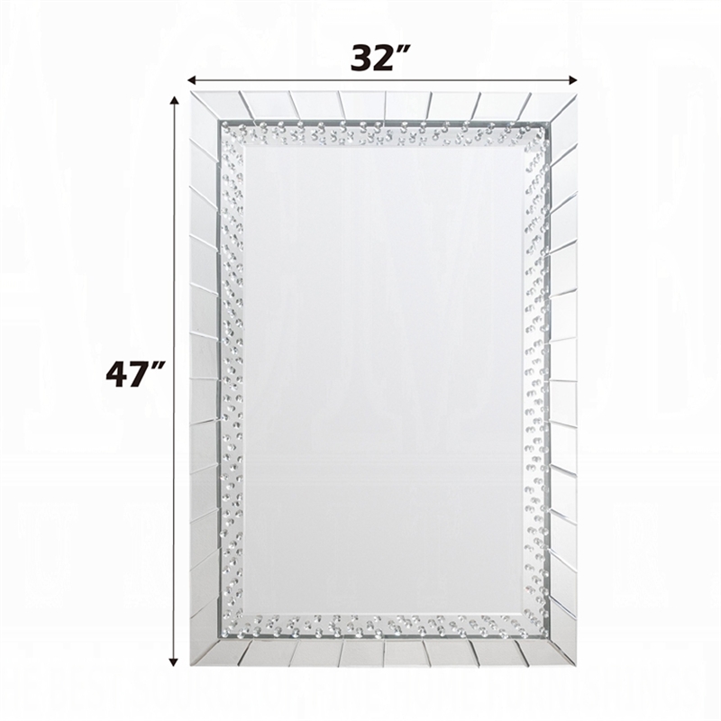 Pali Dresser Mirror- Faux Crystal and Acrylic Diamond Border- 32x47